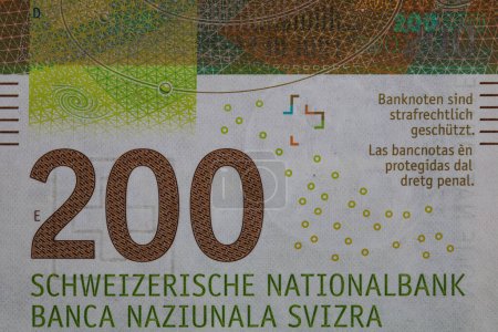 Nahaufnahme einer 200-Franken-Banknote für Designzwecke