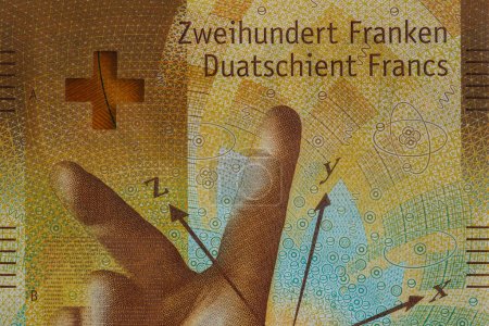 Closeup of 200 Swiss franc banknote for design purpose