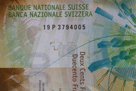 Nahaufnahme einer 200-Franken-Banknote für Designzwecke
