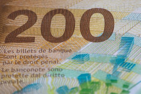 Photo for Closeup of 200 Swiss franc banknote for design purpose - Royalty Free Image
