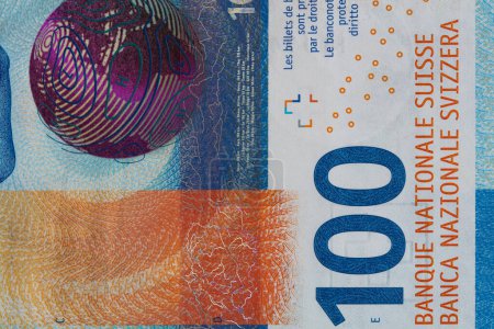 Closeup of 100 Swiss franc banknote for design purpose