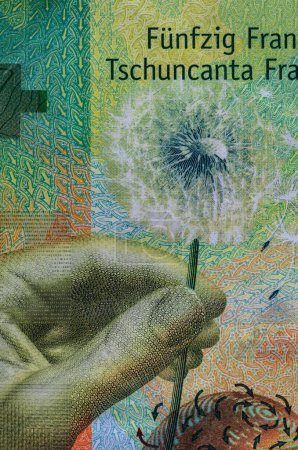 Gros plan de billet de 50 francs suisses à des fins de conception