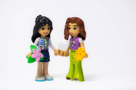 Photo for Lviv, Ukraine - April 29, 2024: Lego Friends girls mini figures - Royalty Free Image