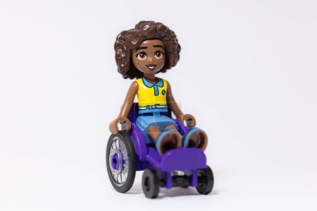 Photo for Lviv, Ukraine - April 29, 2024: Lego Friends disabled girl on wheelchair - Royalty Free Image