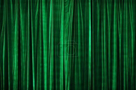 Photo for Green curtain in theatre. Textured background - Royalty Free Image