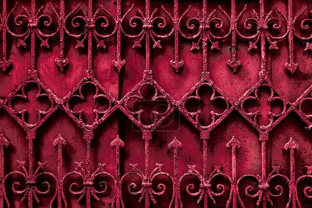 Photo for Ancient  red rusty forged fence decoration,  vintage decoration for design purpose - Royalty Free Image