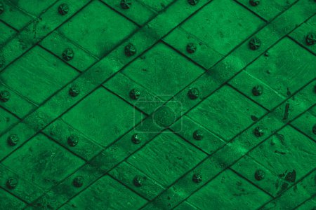 Photo for Closeup of green forged metal door for design purpose - Royalty Free Image