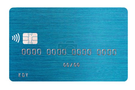 blue debit  card closeup on transparent background for design purpose