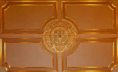 closeup of ancient  golden celing decoration for design purpose
