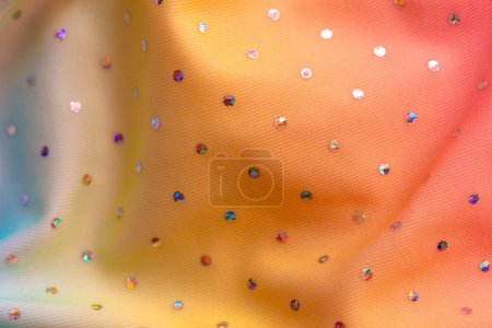 mehrfarbiger Stoff mit holografischen Glitzerpunkten für Designzwecke
