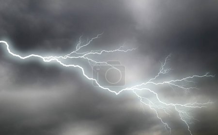 Photo for Lightning strike in the dark stormy sky - Royalty Free Image