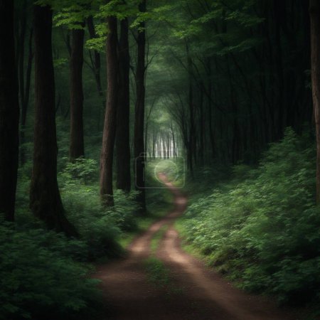 Foto de Path in the dark green forest. Nature composition. - Imagen libre de derechos