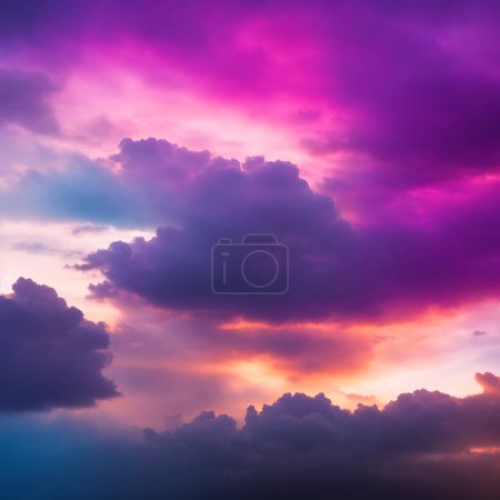 Foto de Colorful cloudscape at sunset. Colorful sky with fluffy clouds. - Imagen libre de derechos