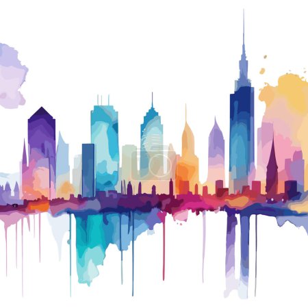 Foto de City skyline in watercolor - Imagen libre de derechos