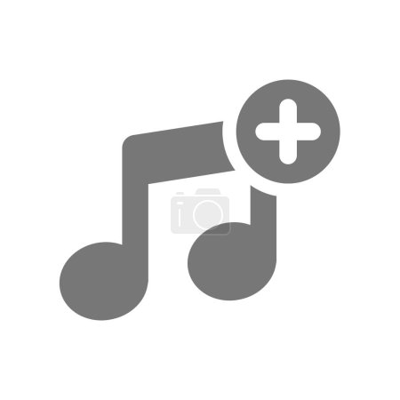 Photo for Add music or media file vector icon. Musical note with plus sign. - Royalty Free Image