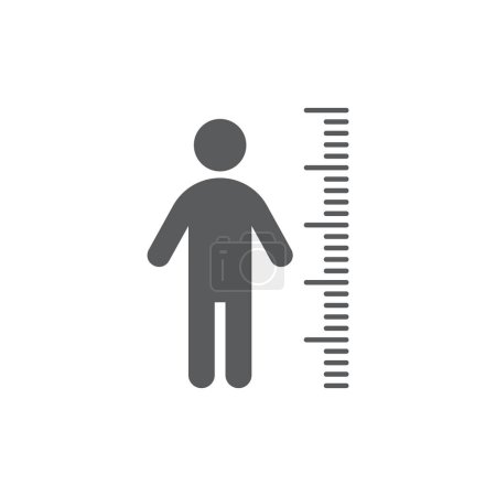 Ilustración de Medida de altura y un icono de vector negro hombre. Escala de medición y una persona llena de símbolo. - Imagen libre de derechos