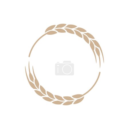 Téléchargez les illustrations : Cadre vectoriel cercle de blé. Pain, icône de la frontière alimentaire et boulangerie. - en licence libre de droit