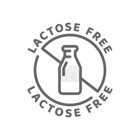 Téléchargez les illustrations : Icône vectorielle sans lactose. Ingrédients étiquette badge, pas de produits laitiers. - en licence libre de droit