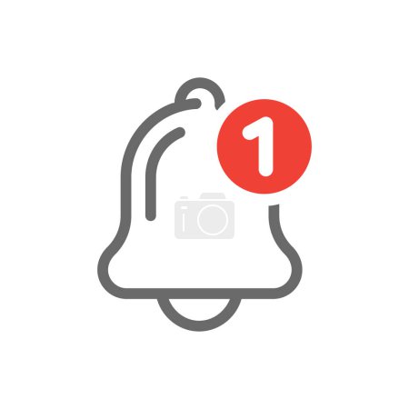 Illustration for Bell and notification line icon. Message alert bell fill symbol. - Royalty Free Image
