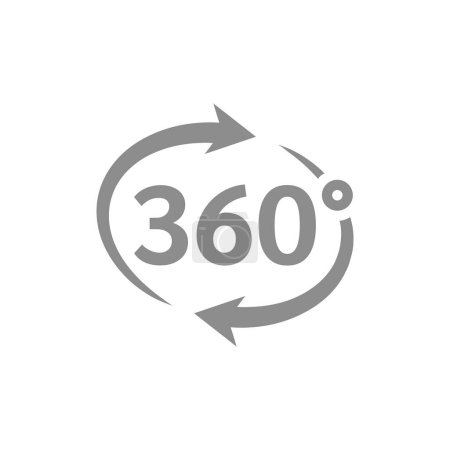 Illustration for 360 degrees view loop vector icon. Three hundred sixty circle arrow symbol. - Royalty Free Image