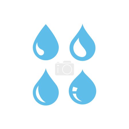 Ilustración de Gotas de agua vector icono conjunto. Gota simple de iconos de agua. - Imagen libre de derechos