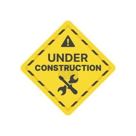 Under construction sign. Vector icon with barricade tape.