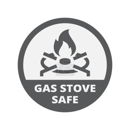 Illustration for Gas stove safe circle vector label. Sticker for pots, pans and dishes. - Royalty Free Image
