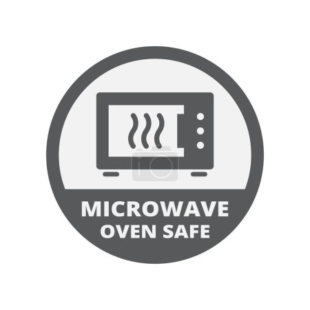 Four à micro-ondes cercle de sécurité étiquette vectorielle. Autocollant pour casseroles, casseroles et plats.