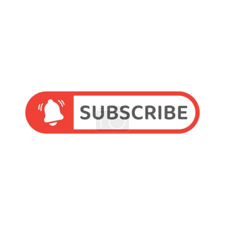 Illustration for Subscribe push button. Cursor click, bell notification red vector. - Royalty Free Image