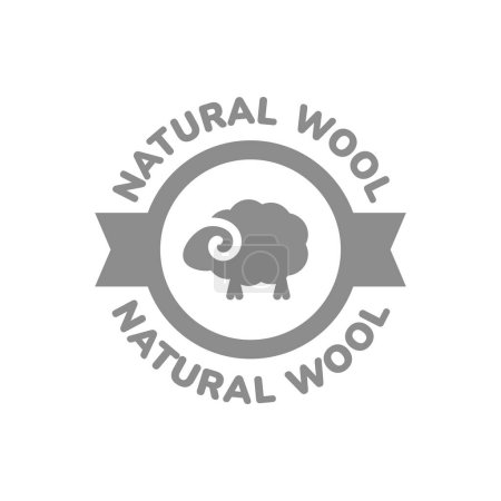 Illustration for Natural organic wool vector label. Sheep wool material or fabric icon. - Royalty Free Image