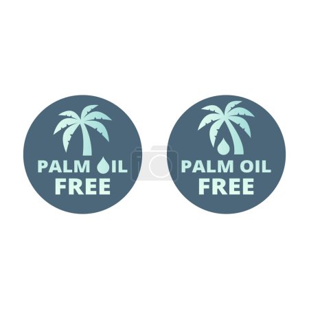Ilustración de Etiqueta de vector libre de aceite de palma. No hay círculo de aceite de palma etiqueta colorida. - Imagen libre de derechos