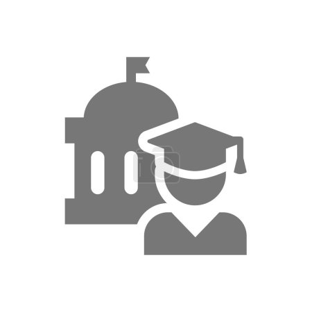 Illustration for Student and university building icon. Education vector symbol. - Royalty Free Image