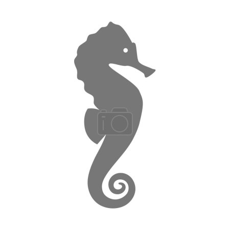 Caballo de mar icono de silueta simple. Caballo de mar, símbolo de vida marina.