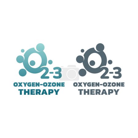 Ilustración de Logo de oxigeno y ozonoterapia. Ozono-oxígeno icono vector tratamiento. - Imagen libre de derechos