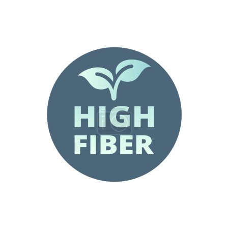 Illustration for High fiber vector sticker. Nutrition, healthy eating label. - Royalty Free Image