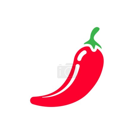 Illustration for Red chili hot pepper vector icon. Chilli or jalapeno colorful pepper. - Royalty Free Image