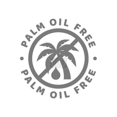 Ilustración de Etiqueta de vector libre de aceite de palma. Sello con palmera y gota. - Imagen libre de derechos