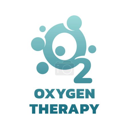 Ilustración de Oxígeno, O2 terapia vector logo. Oxigenación, molécula de oxígeno e icono de tratamiento médico. - Imagen libre de derechos