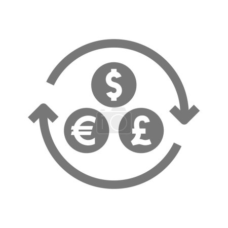 Téléchargez les illustrations : Flèches du cercle de change. Icône vectorielle Euro, dollar et livre sterling. - en licence libre de droit