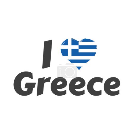 Ich liebe Griechenland mit Herz. Schriftzug für T-Shirt-Design.
