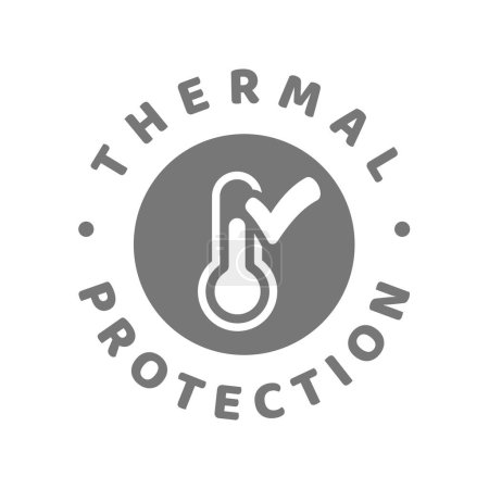 Thermal protection vector label. Heat resistant badge stamp.
