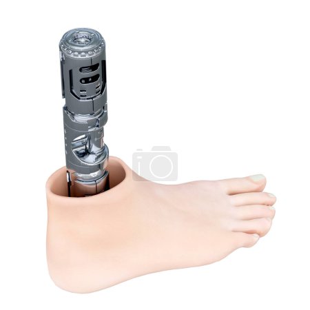 Photo for Advanced technology human leg orthopedic prosthesis isolated on white background. 3d illustration - Royalty Free Image