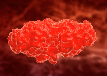 Téléchargez les photos : Groupe de cellules sanguines formant un caillot recouvert d'une protéine appelée fibrine. Illustration 3d - en image libre de droit