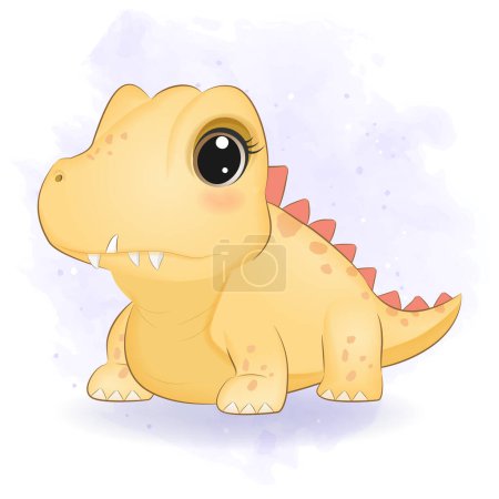 Photo for Cute Little Yellow Dinosaur, Primeval animal cartoon illustration - Royalty Free Image