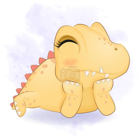 Photo for Cute Little Yellow Dinosaur, Primeval animal cartoon illustration - Royalty Free Image