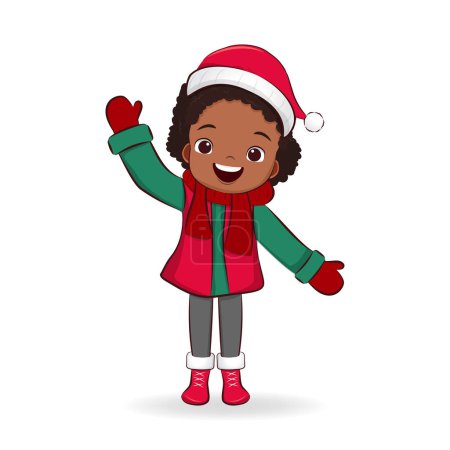 Photo for Happy Kid African American girl wearing in winter coustume - Royalty Free Image