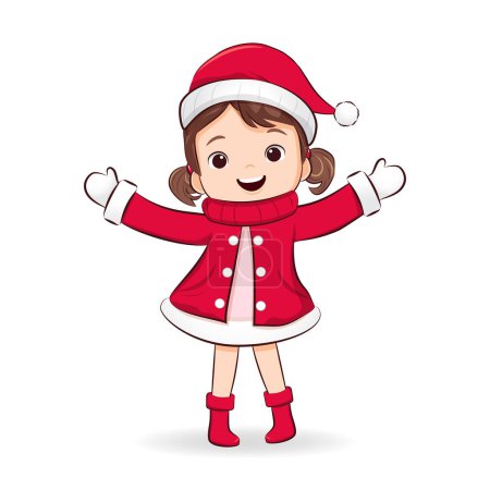 Photo for Kid girl wearing santa, Christmas costume - Royalty Free Image