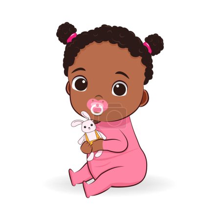 Photo for Cute African infant Girl and pacifier - Royalty Free Image