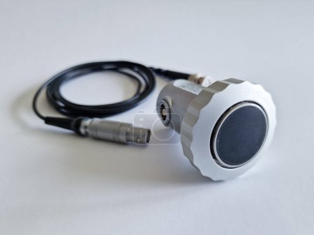 Photo for Ultrasonic transducer for acoustic testing and analysis used in non-destructive measurements - Royalty Free Image