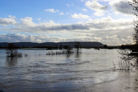 Flood from the river Weser in Minden, NRW, Germany